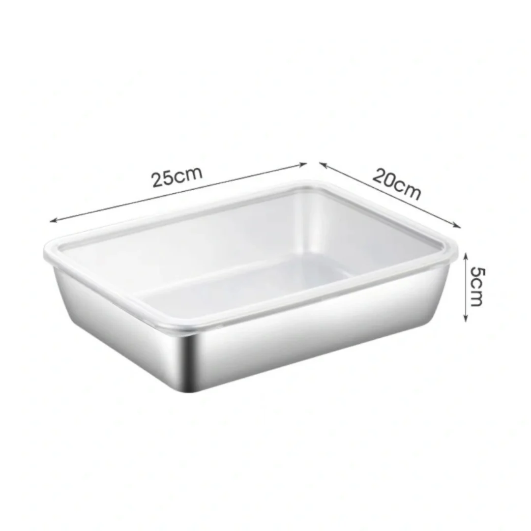 Stainless Steel Rectangular Tray With Lid