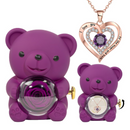 Rotating Bear With Real Rose & Necklace