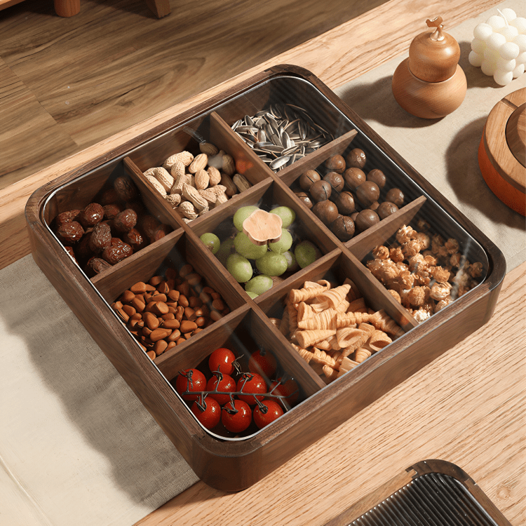 Nine Grid Wooden Snack Organizer