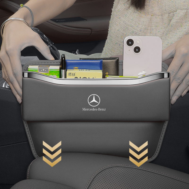 Metallic Touch Car Logo Seat Gap Storage Box