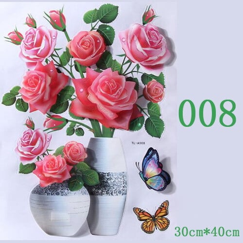 3D Simulation Vase Decoration Wall Sticker - Shop Home Essentials