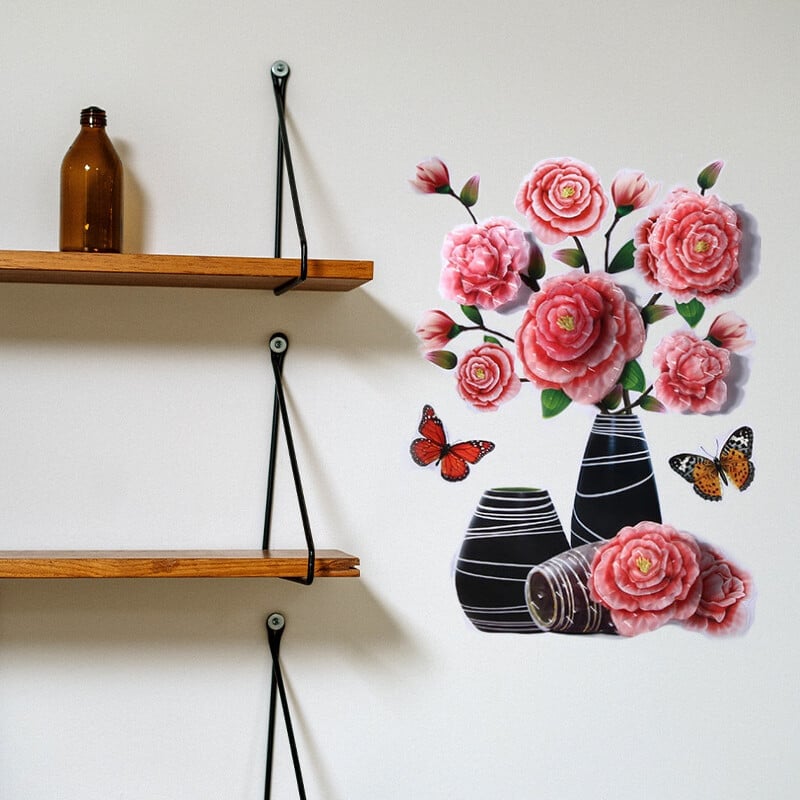 3D Simulation Vase Decoration Wall Sticker - Shop Home Essentials