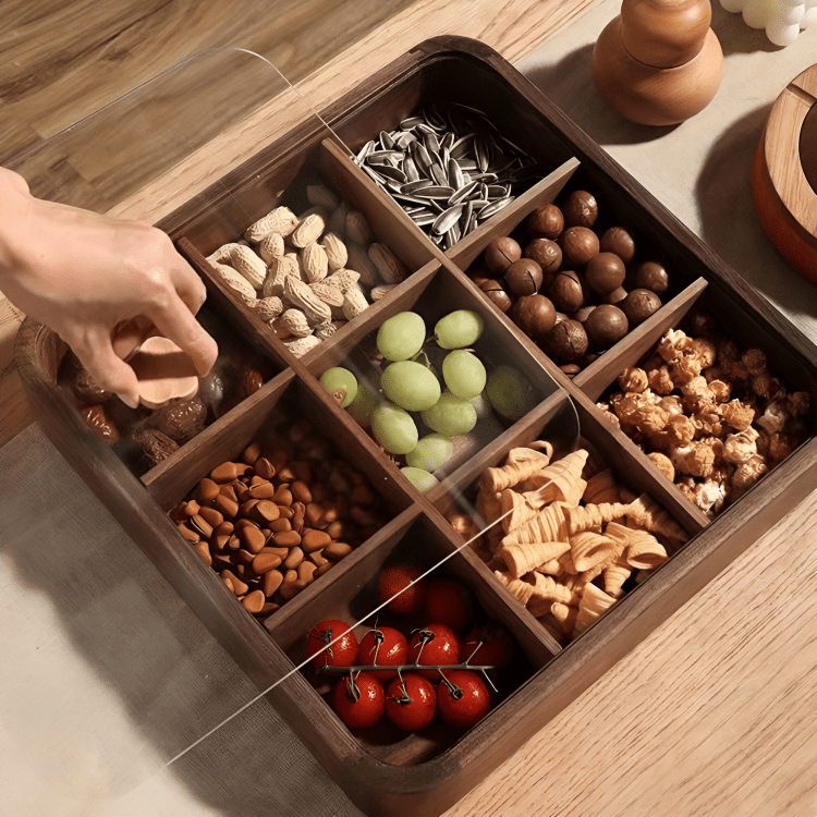 Nine Grid Wooden Snack Organizer