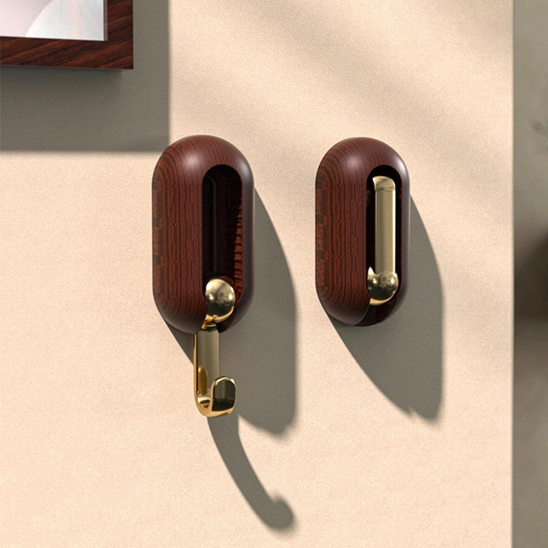 Wooden Pattern Wall Mounted Rotatable Hooks