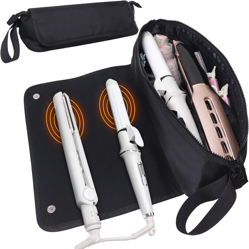 Multi-Purpose Hair Tools Travel Bag With Heat Resistant Mat