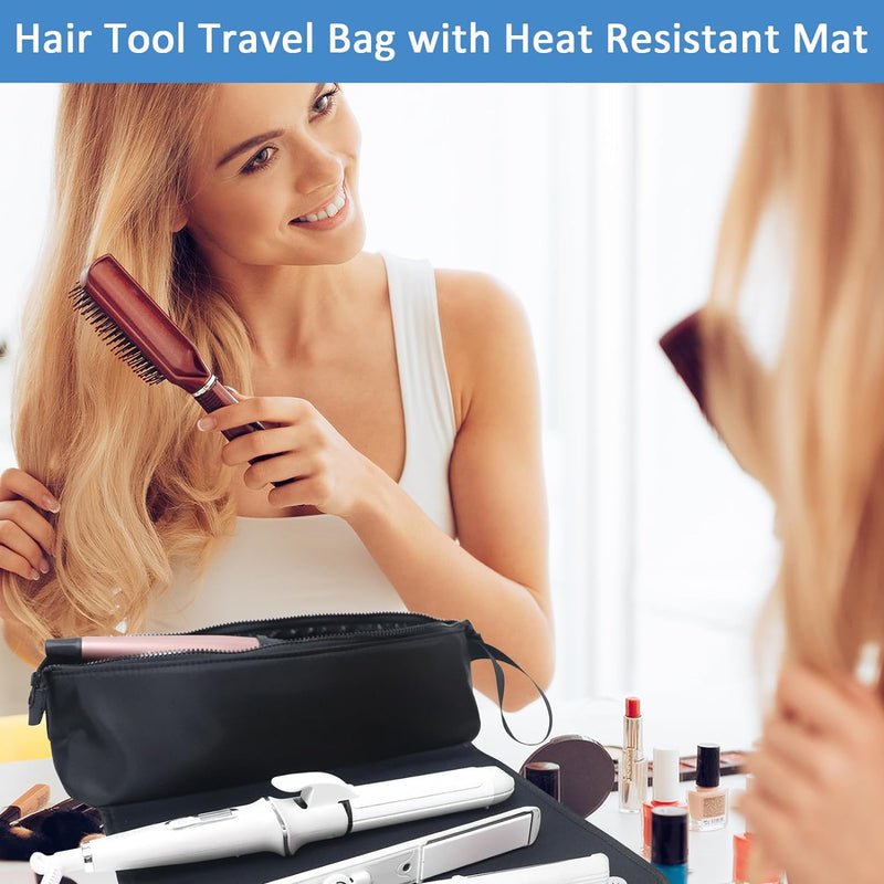 Multi-Purpose Hair Tools Travel Bag With Heat Resistant Mat