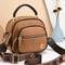 Multi-Compartment Adjustable Wide Shoulder Strap Leather Bag