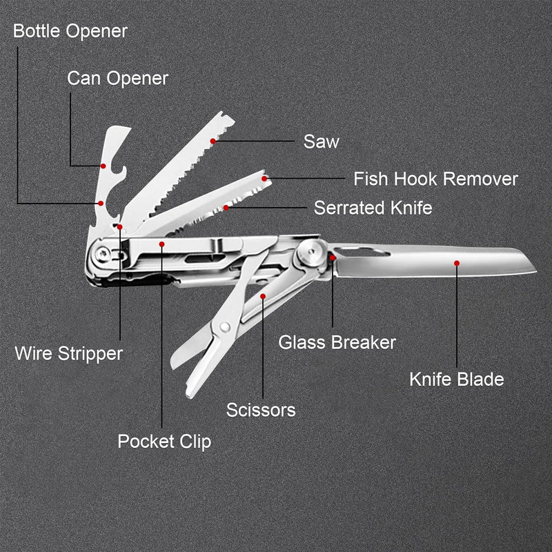 8 In 1 Multitool Knife With Glass Breaker
