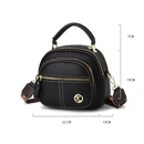 Multi-Compartment Adjustable Wide Shoulder Strap Leather Bag