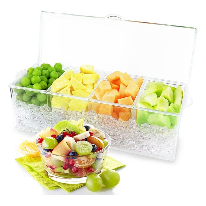 4 Removable Compartments Ice Chilled Condiment Tray