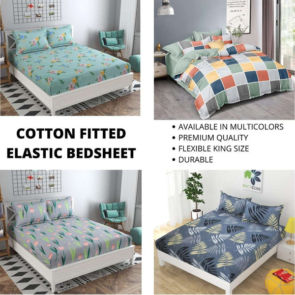 ELASTIC BEDSHEET, KING SIZE WITH 2 PILLOW COVERS - Shop Home Essentials