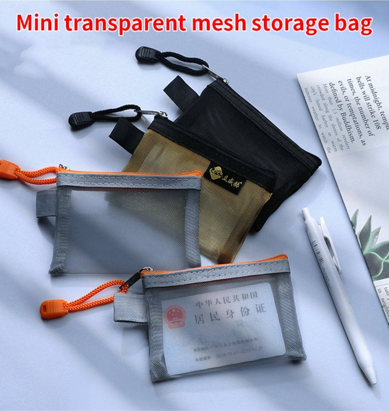 Mini Mesh Zip Card Coin Storage Bag - Shop Home Essentials