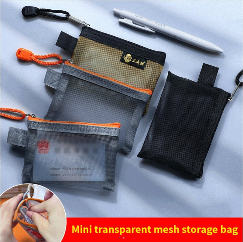 Mini Mesh Zip Card Coin Storage Bag - Shop Home Essentials