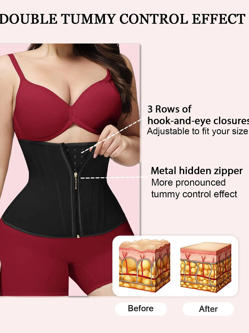 Women Waist Trainer with Zipper Hooks Living Casa