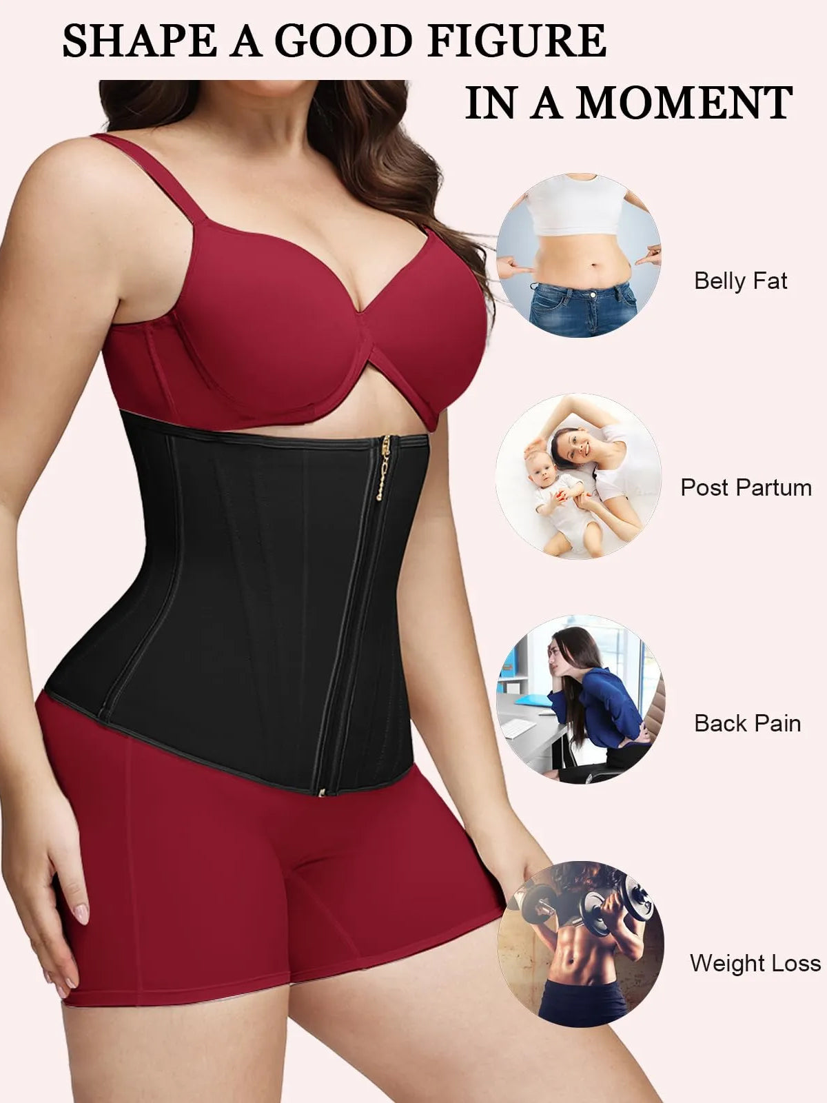 Women Waist Trainer with Zipper & Hooks